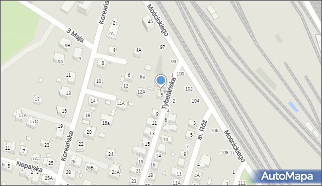 Wrocław, Tybetańska, 5, mapa Wrocławia