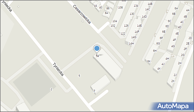 Wrocław, Tyniecka, 5a, mapa Wrocławia