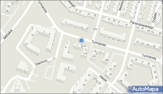 Wrocław, Tyrmanda Leopolda, 9, mapa Wrocławia