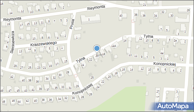 Wschowa, Tylna, 20, mapa Wschowa