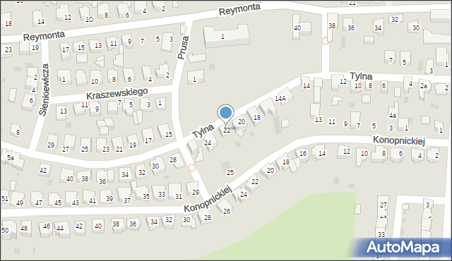 Wschowa, Tylna, 22, mapa Wschowa