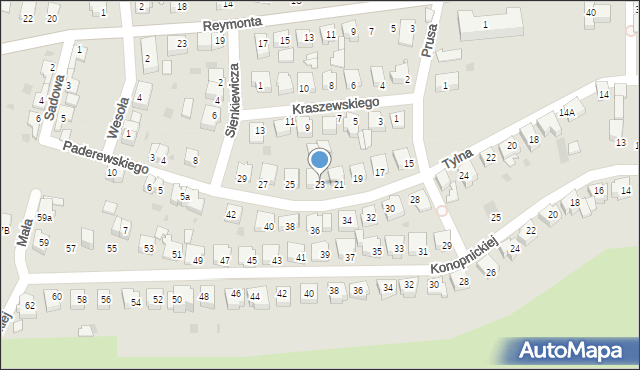 Wschowa, Tylna, 23, mapa Wschowa