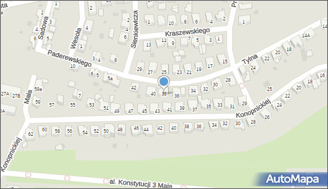 Wschowa, Tylna, 38, mapa Wschowa