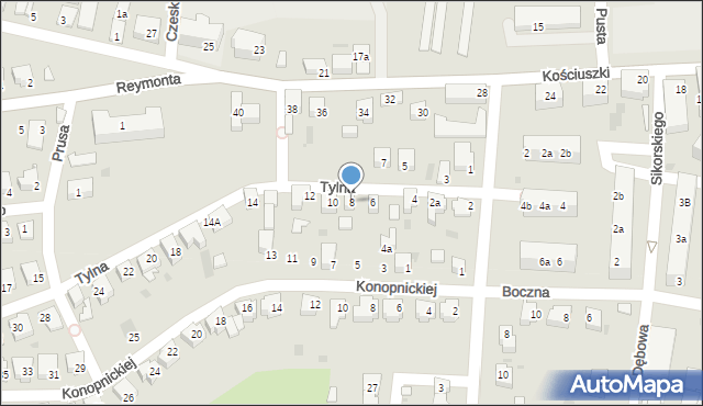 Wschowa, Tylna, 8, mapa Wschowa