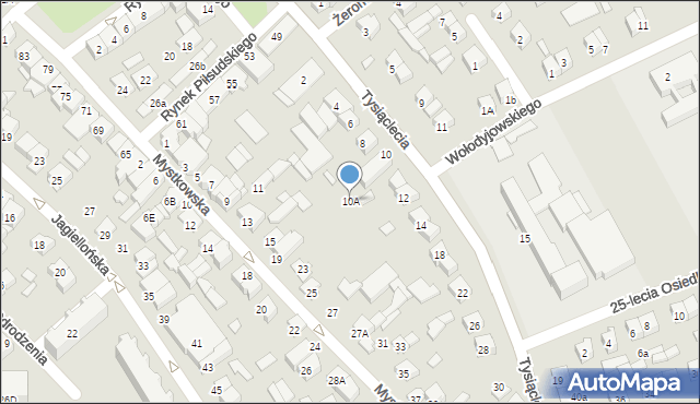 Wysokie Mazowieckie, Tysiąclecia, 10A, mapa Wysokie Mazowieckie