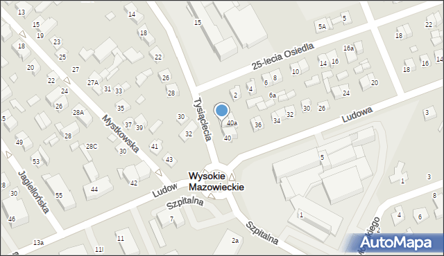 Wysokie Mazowieckie, Tysiąclecia, 21, mapa Wysokie Mazowieckie