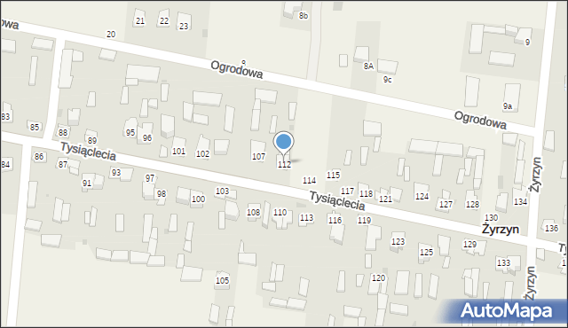 Żyrzyn, Tysiąclecia, 112, mapa Żyrzyn