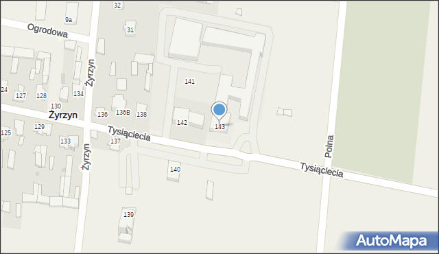 Żyrzyn, Tysiąclecia, 143, mapa Żyrzyn