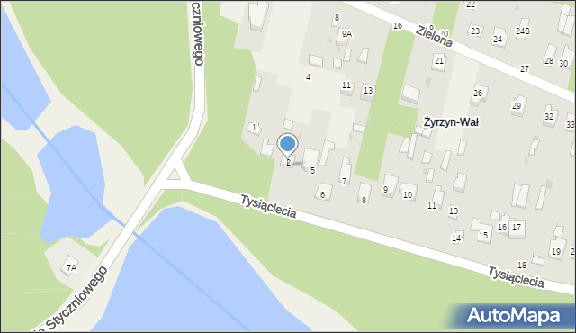 Żyrzyn, Tysiąclecia, 3, mapa Żyrzyn