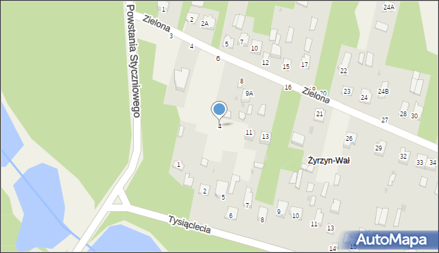 Żyrzyn, Tysiąclecia, 4, mapa Żyrzyn