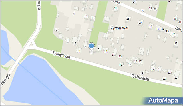 Żyrzyn, Tysiąclecia, 8, mapa Żyrzyn