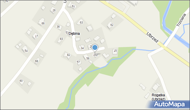 Ubrzeż, Ubrzeż, 102, mapa Ubrzeż