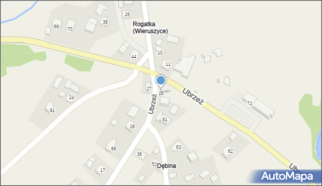 Ubrzeż, Ubrzeż, 16, mapa Ubrzeż