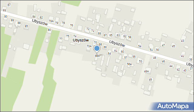 Ubyszów, Ubyszów, 68A, mapa Ubyszów