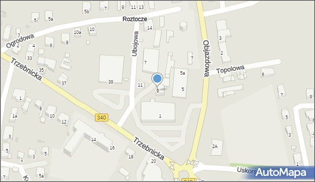 Wołów, Ubojowa, 9, mapa Wołów