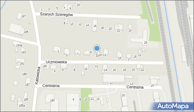 Bielsko-Biała, Uczniowska, 11, mapa Bielsko-Białej