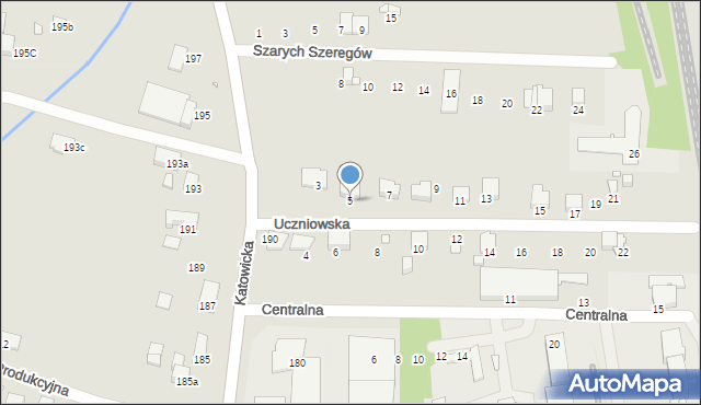 Bielsko-Biała, Uczniowska, 5, mapa Bielsko-Białej