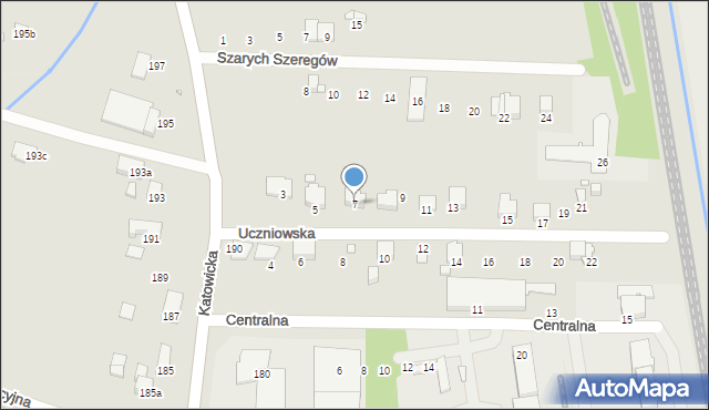 Bielsko-Biała, Uczniowska, 7, mapa Bielsko-Białej