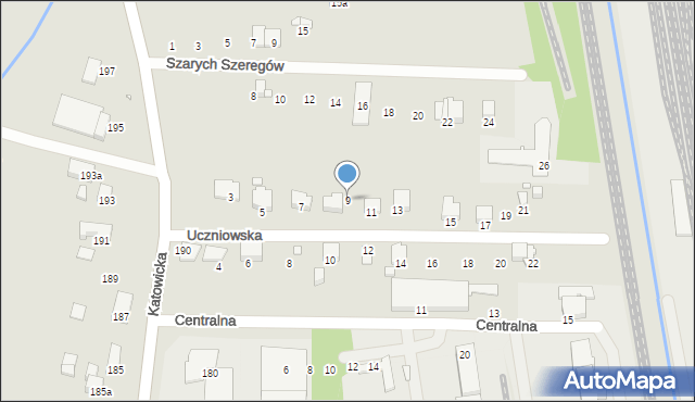 Bielsko-Biała, Uczniowska, 9, mapa Bielsko-Białej