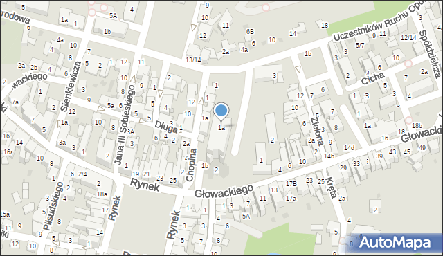 Brzesko, Uczestników Ruchu Oporu, 1a, mapa Brzesko