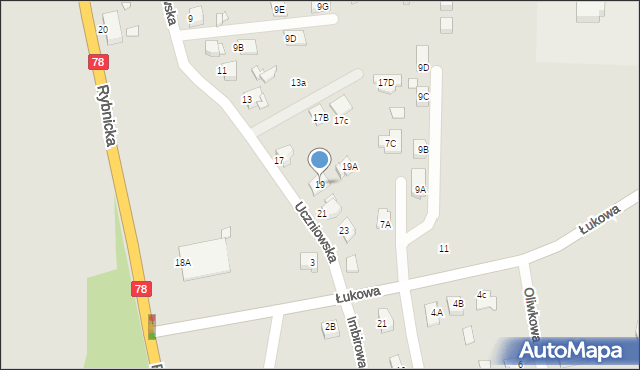 Rybnik, Uczniowska, 19, mapa Rybnika