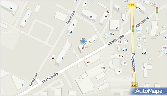 Szczecin, Uczniowska, 1c, mapa Szczecina