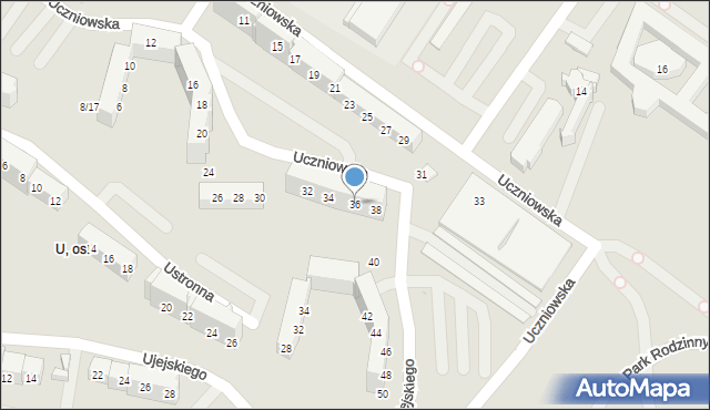 Tychy, Uczniowska, 36, mapa Tychów