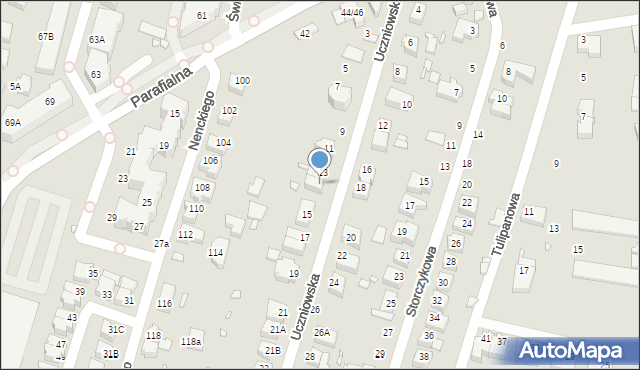 Wrocław, Uczniowska, 13A, mapa Wrocławia