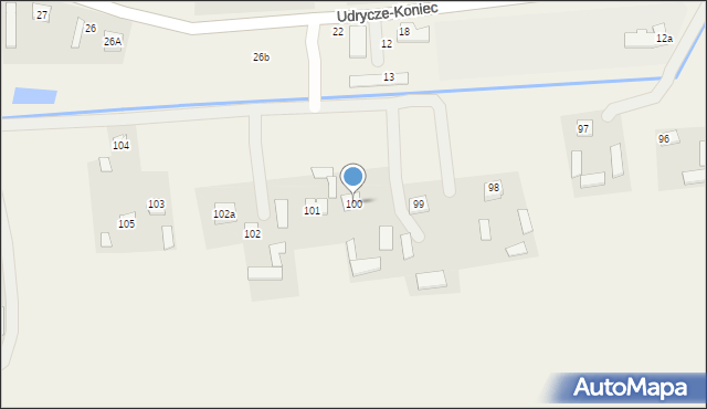 Udrycze-Koniec, Udrycze-Koniec, 100, mapa Udrycze-Koniec