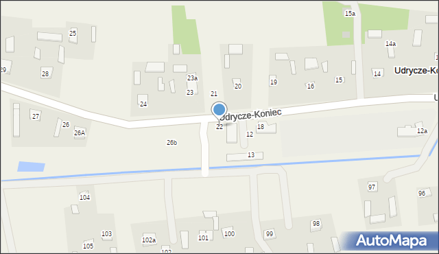 Udrycze-Koniec, Udrycze-Koniec, 22, mapa Udrycze-Koniec