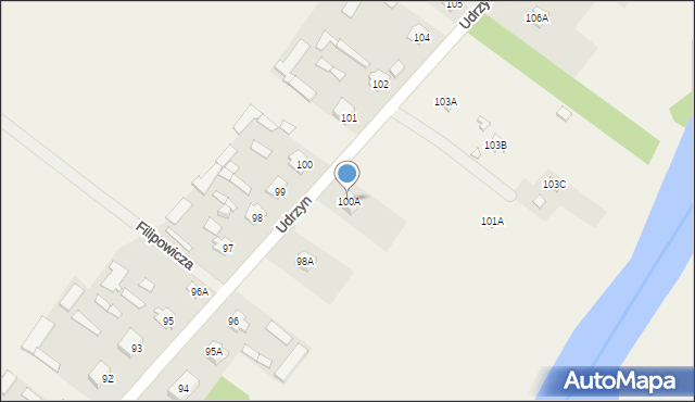 Udrzyn, Udrzyn, 100A, mapa Udrzyn