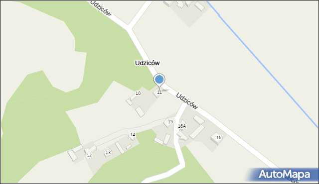 Udziców, Udziców, 11, mapa Udziców