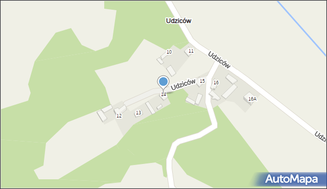 Udziców, Udziców, 14, mapa Udziców