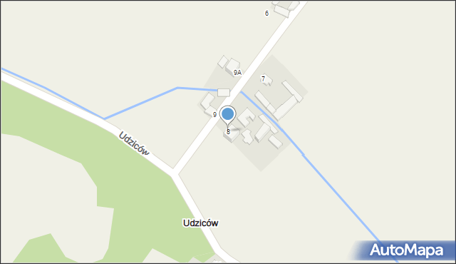 Udziców, Udziców, 8, mapa Udziców