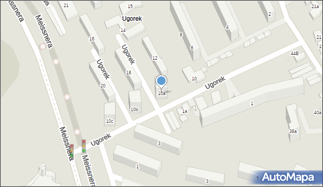 Kraków, Ugorek, 10a, mapa Krakowa