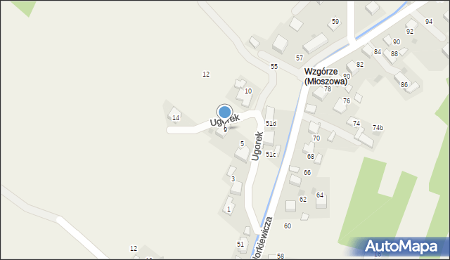 Młoszowa, Ugorek, 9, mapa Młoszowa