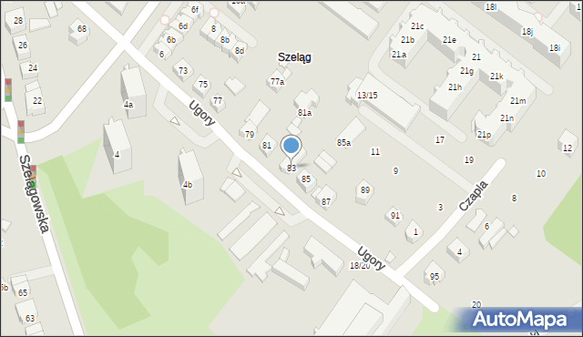 Poznań, Ugory, 83, mapa Poznania