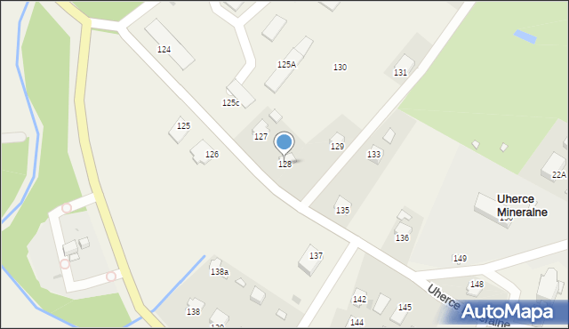 Uherce Mineralne, Uherce Mineralne, 128, mapa Uherce Mineralne