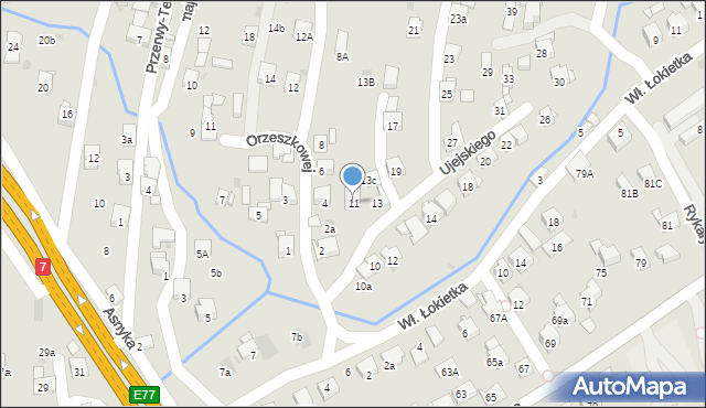 Myślenice, Ujejskiego Kornela, 11, mapa Myślenice