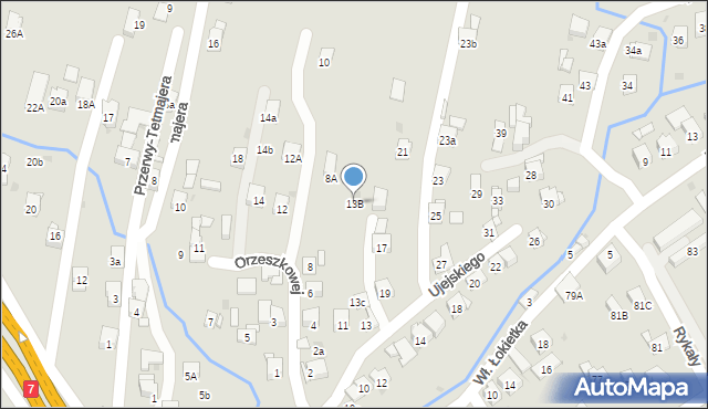 Myślenice, Ujejskiego Kornela, 13B, mapa Myślenice