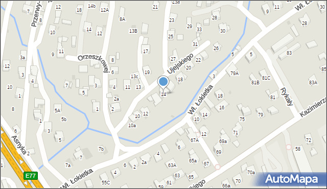 Myślenice, Ujejskiego Kornela, 14, mapa Myślenice