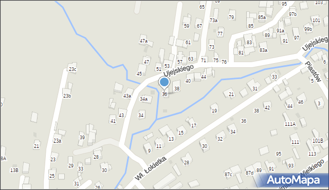 Myślenice, Ujejskiego Kornela, 36, mapa Myślenice