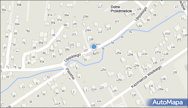 Myślenice, Ujejskiego Kornela, 54, mapa Myślenice