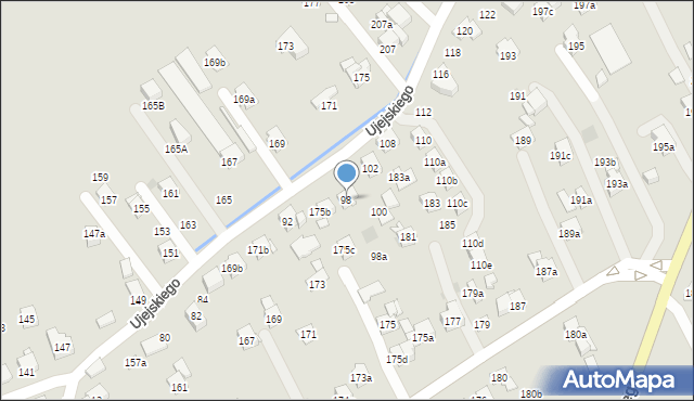 Myślenice, Ujejskiego Kornela, 98, mapa Myślenice