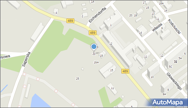 Nysa, Ujejskiego Kornela, 21, mapa Nysy