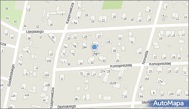 Piastów, Ujejskiego Kornela, 27B, mapa Piastów