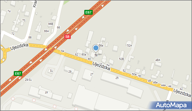 Tomaszów Mazowiecki, Ujezdzka, 58, mapa Tomaszów Mazowiecki