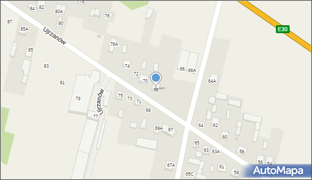 Ujrzanów, Ujrzanów, 68, mapa Ujrzanów