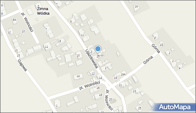 Zimna Wódka, Ujazdowska, 15, mapa Zimna Wódka