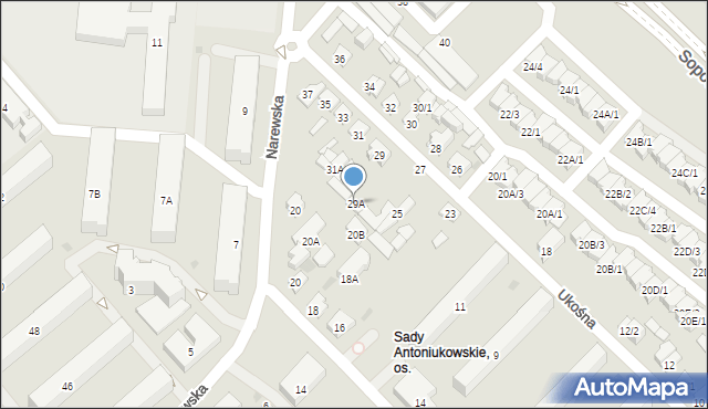 Białystok, Ukośna, 29A, mapa Białegostoku